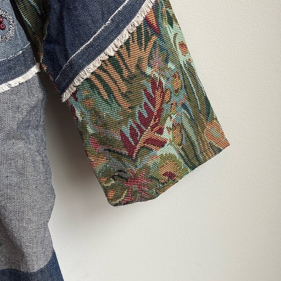 Parsley & Sage Patchwork Denim Jacket – Embroidered Floral Art to Wear XL - Picture 5 of 12